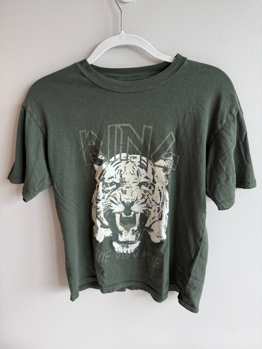 Anine Bing Olive Green Tiger Graphic Tee